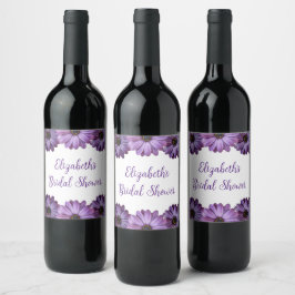 Etiqueta Para Botella De Vino Torta De Despedida De Soltera Con Flores Purpura