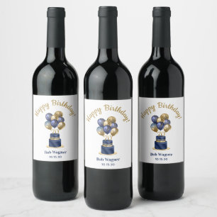 Etiqueta Para Botella De Vino Torta de globos azules para el 70 cumpleaños