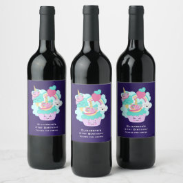 Etiqueta Para Botella De Vino Torta dulce y helado feliz cumpleaños