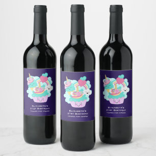 Etiqueta Para Botella De Vino Torta dulce y helado feliz cumpleaños