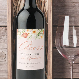 Etiqueta Para Botella De Vino Torta nupcial de cítricos rosados elegantes