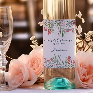 Etiqueta Para Botella De Vino Torta Nupcial de Flores Silvestres Coloridas