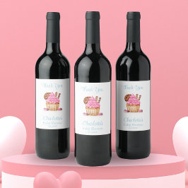 Etiqueta Para Botella De Vino Torta rosa con Baby Shower chocolate gracias