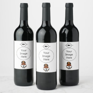 Etiqueta Para Botella De Vino Tortuga Divertida Relajándose Monograma