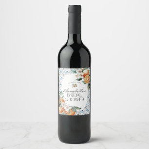 Etiqueta Para Botella De Vino Toscana Tile Italiano Bridal Ducha Barware