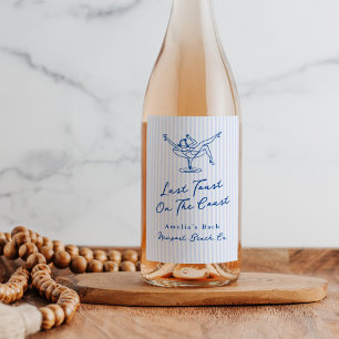 Etiqueta Para Botella De Vino Tostada Azul Caprichosa Dibujada a Mano Última en