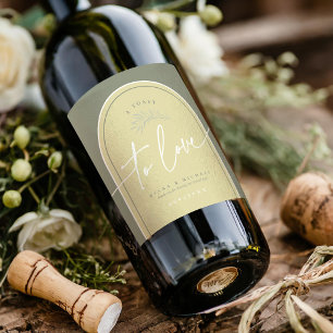 Etiqueta Para Botella De Vino Tostada Boda de tonos de color Eucalyptus Green ID