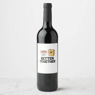 Etiqueta Para Botella De Vino Tostada de frijoles horneados Juntos aman la comid