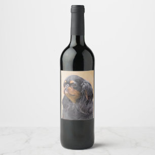 Etiqueta Para Botella De Vino Toy English Spaniel Pintura Original Arte Animal