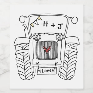 Etiqueta Para Botella De Vino Tractor de casamiento de país personalizado