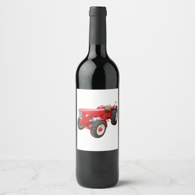 Etiqueta Para Botella De Vino Tractor viejo Güldner (Anverso)