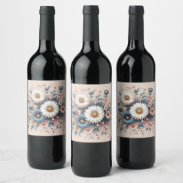 Etiqueta Para Botella De Vino Transforme su espacio con elegante floral de marga