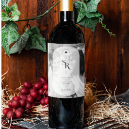 Etiqueta Para Botella De Vino Transparencia Vellum Delicada Elegante Negro y Bla