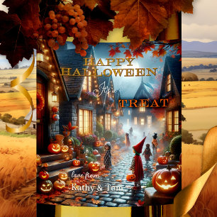 Etiqueta Para Botella De Vino Trato de Halloween colorido