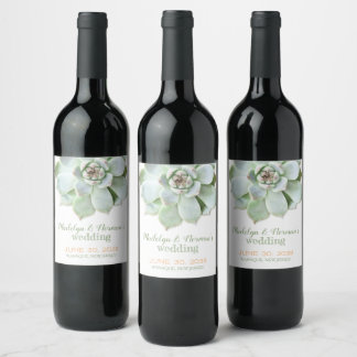 Etiqueta Para Botella De Vino Trendy Sage Succulent Boda
