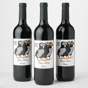 Etiqueta Para Botella De Vino Tres Puffin de pie