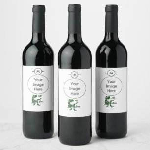 Etiqueta Para Botella De Vino Trex verde al jefe Dino