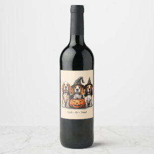 Etiqueta Para Botella De Vino Trick O Treat Halloween Beagle Dogs