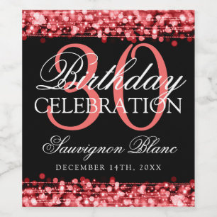 Etiqueta Para Botella De Vino trigésimo La fiesta de cumpleaños chispea vino