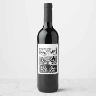 Etiqueta Para Botella De Vino Trinidad de Águila Lobo Tigre