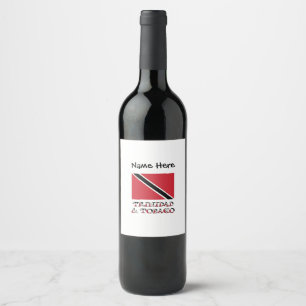 Etiqueta Para Botella De Vino Trinidad y Tobago y bandera trinitense con nombre