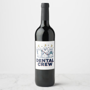 Etiqueta Para Botella De Vino Tripulación Dental Fantasmas de Dientes Halloween 