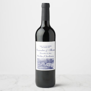 Etiqueta Para Botella De Vino Tripulantes de remo vintage en barco en el muelle