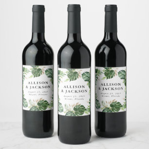 Etiqueta Para Botella De Vino Tropical Gold Personalizado