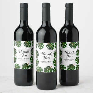 Etiqueta Para Botella De Vino Tropical hoja de palma Monstera boda fiesta person