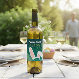 Etiqueta Para Botella De Vino Tropical Jungle Easter Bunny Custom Wine Label