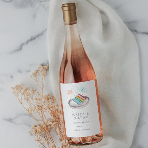 Etiqueta Para Botella De Vino Trozo de amor de parejas personalizadas