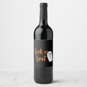 Etiqueta Para Botella De Vino Truco o trato fantasma de Halloween