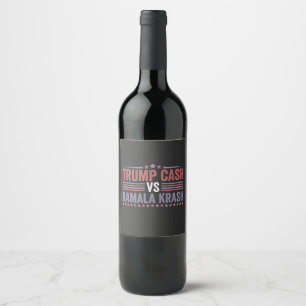 Etiqueta Para Botella De Vino Trump Cash vs Kamala Krash Election
