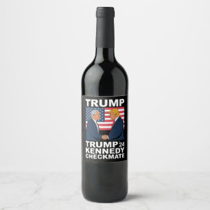 Etiqueta Para Botella De Vino Trump Kennedy Checkmate 2024 Vota Trump Kennedy