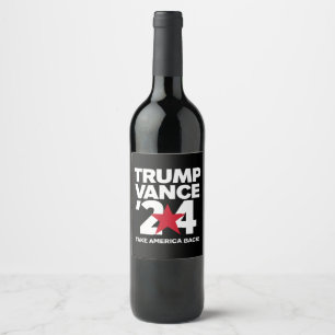 Etiqueta Para Botella De Vino Trump Vance 2024 Vota las elecciones de Trump 2024