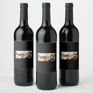 Etiqueta Para Botella De Vino Trumpet Player Retro Trumpet Jazz Music