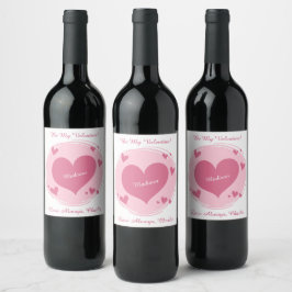 Etiqueta Para Botella De Vino Tu(s) Nombre(s) en un Corazón