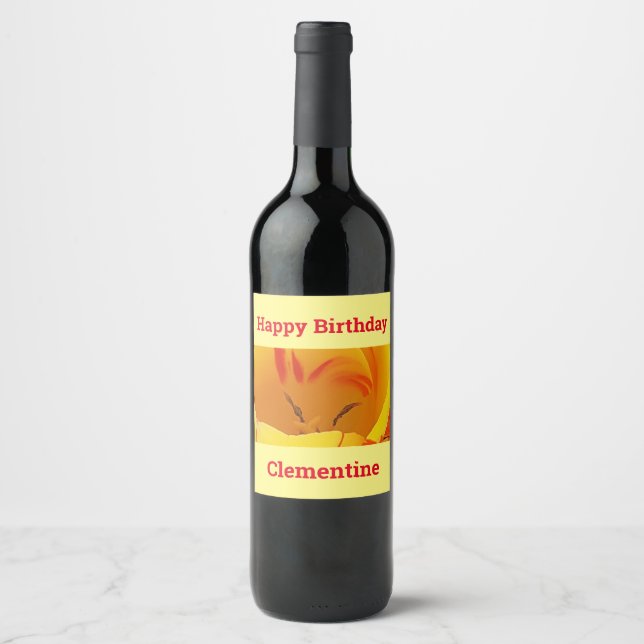 Etiqueta Para Botella De Vino Tulip amarillo primavera (Anverso)