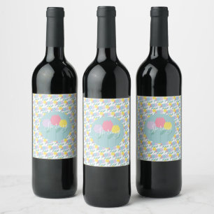 Etiqueta Para Botella De Vino Tulipanes bonitos de primavera, fiesta de cumpleañ