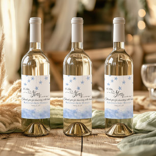Etiqueta Para Botella De Vino Twinkle Twinkle Little Star Baby Shower Niño Azul