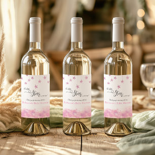 Etiqueta Para Botella De Vino Twinkle Twinkle Little Star Chica Rosa Baby Shower