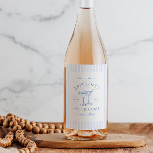Etiqueta Para Botella De Vino Último brindis en la costa Blue Bachelorette
