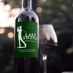 Etiqueta Para Botella De Vino Último swing antes del golfista soltero del ring