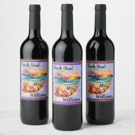Etiqueta Para Botella De Vino ¡Un agradecimiento playero!