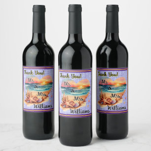 Etiqueta Para Botella De Vino ¡Un agradecimiento playero!