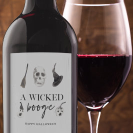 Etiqueta Para Botella De Vino Un Boogie Malvado | Feliz Halloween