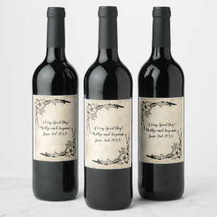 Etiqueta Para Botella De Vino Un Día Muy Bueno Boda Floral Vintage