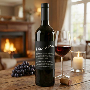 Etiqueta Para Botella De Vino "Un hombre para alabar" Sentimental