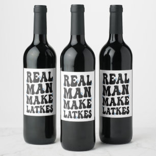 Etiqueta Para Botella De Vino Un hombre real hace que Latkes sea gracioso Groovy