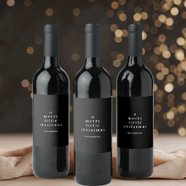 Etiqueta Para Botella De Vino "Un lindo Navidad negro y blanco